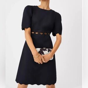 Ann Taylor Black Scalloped Dress Linen Blend Sundress Size 2